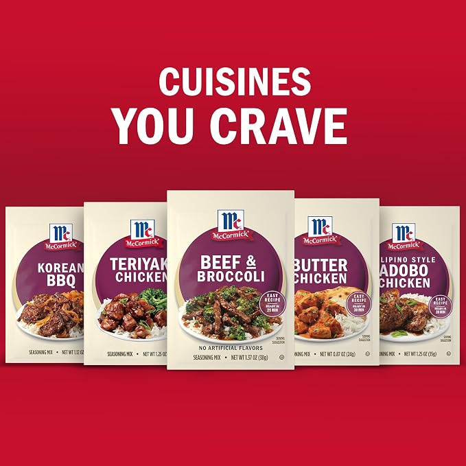 McCormick Seasoning Mix, Beef & Broccoli, No Artificial Flavors, For Restaurant-Style Beef & Broccoli in Just 25 Minutes, 1.37 oz (Pack of 12)