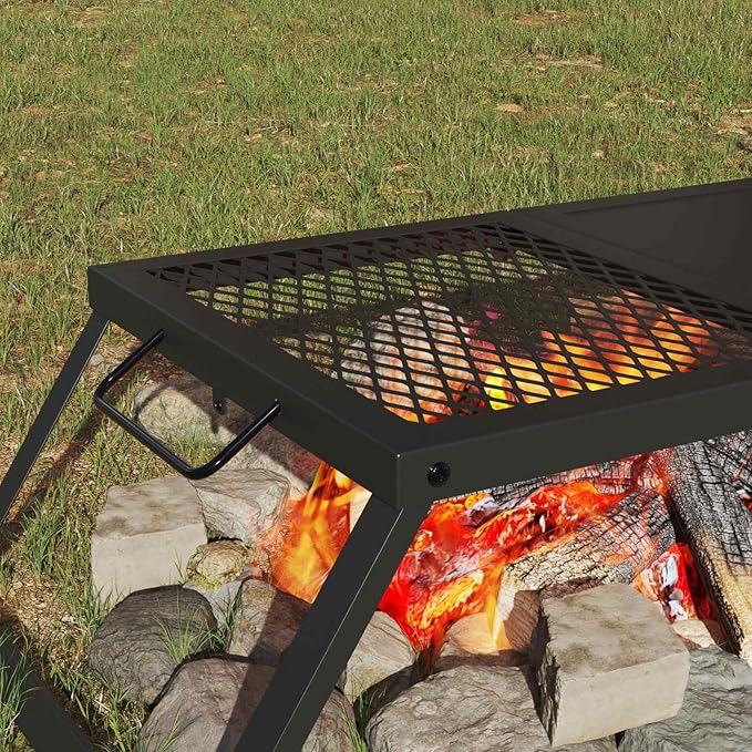 Foldable Camping Grill, Alloy Steel Folding Charcoal Grill Black, Compact Outdoor BBQ for Garden Balcony Backyard, Rust Resistant, 12.40 x 10.43 x 1.57 in
