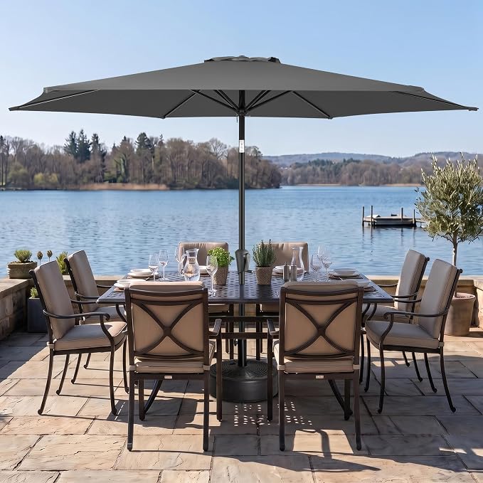 10 ft Patio Umbrella Outdoor with Push Button Tilt, Anthracite | UV Protection, Waterproof, Large Porch Deck Umbrella for Pool, Table, Garden, Backyard, Provides Shade