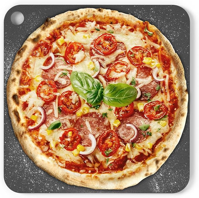 Chef Pomodoro Pizza Steel for Oven, 13x13 In, 1/4 Thick Baking Steel | Pre-seasoned Steel Baking Stone for Pizza, Bread & Pastries; Durable, Grill-safe, Easy-clean With Finger Hole Handle