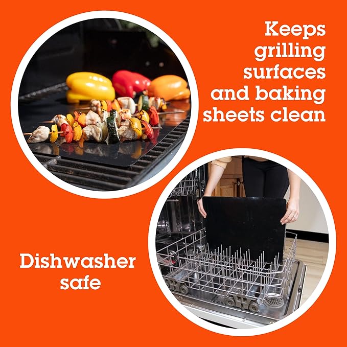 Grilling Mesh & Mat Combo Pack (13.25"x18" ea)- Heavy Duty 100% Non-Stick Reusable BBQ Grilling Sheets 2 Pack - Use in Outdoor Grill & Indoor Oven - Heat Safe up to 500° F - Grilling Gift for Men