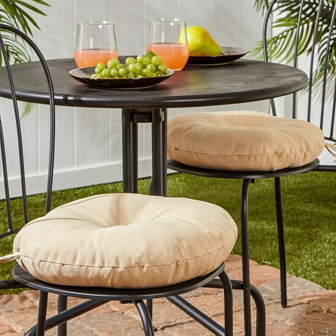 Greendale Home Fashions Sand Dollar Outdoor 15-inch Bistro Seat Cushion, Set of 2