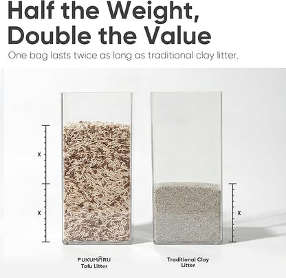 FUKUMARU Tofu Cat Litter 10.8 kg – Clumping Cat Litter, Apple Wood Pellet Mix, Dust Free and Easy to Chip, Odor Control, Can Be Discarded in the Toilet