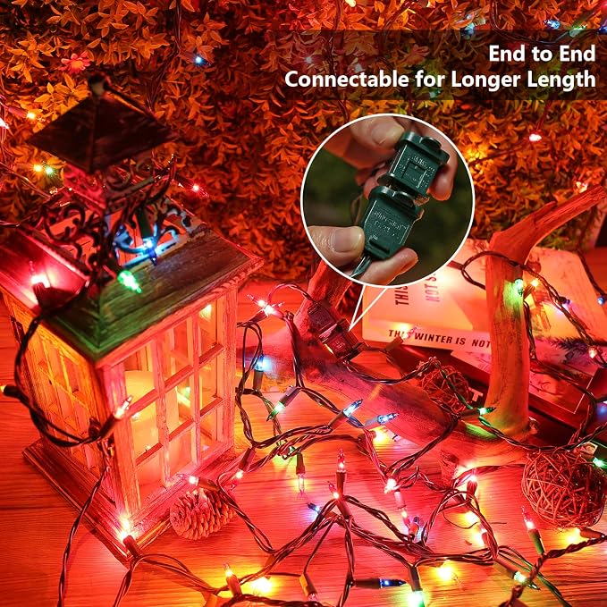 BrizLabs Colored Christmas Lights, 69.6ft 300 Count Christmas Tree Lights | Connectable; UL Certified; Multicolored Incandescent Xmas Light Mini Light String for Indoor Outside Holiday Home Decoration
