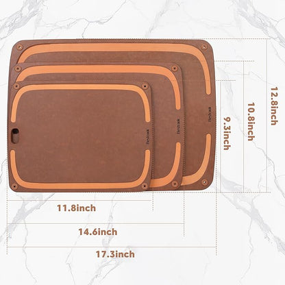 Wood Fiber Cutting Board for Kitchen - Premium Wood Fiber Cutting Board with Juice Groove and Non-slip Feet, Dishwasher Safe, Knife-Friendly Chopping Board for Meat, Bread, Fruit, 17.3”x12.8”, Brown