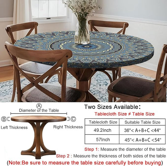 opstellen Drawstring Fitted Round Tablecloth for 36-44" Tables Outside Rustic Polyester Weather Proof Table Clothes Western Aesthetic Home Decoration Car Traveling Necessities Birthday Parties Finds