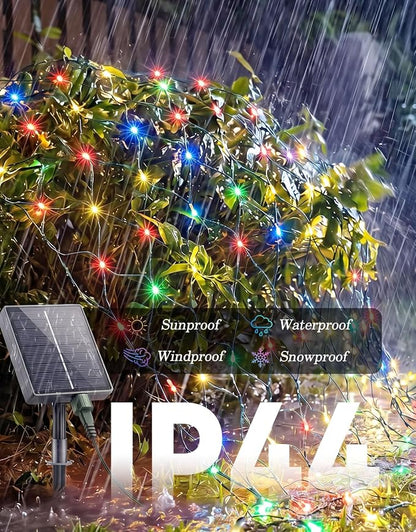 11.5x5FT Solar Christmas Net Lights Outdoor Waterproof with Remote | 240LED 8 Modes Solar & USB Powered Mesh Lights with Green Wire for Gazebo, Bush, Garden Shrubs, Lawn, Patio Decor, Multicolor