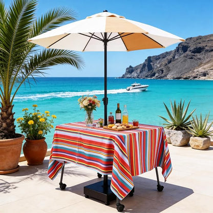 SquarePie Outdoor Tablecloth with Umbrella Hole and Zipper Rectangle Spillproof Stain Resistant Table Cloth Cover for Patio Picnic Camping Poolside BBQs Host Backyard, 60x104 Inch Color Stripe
