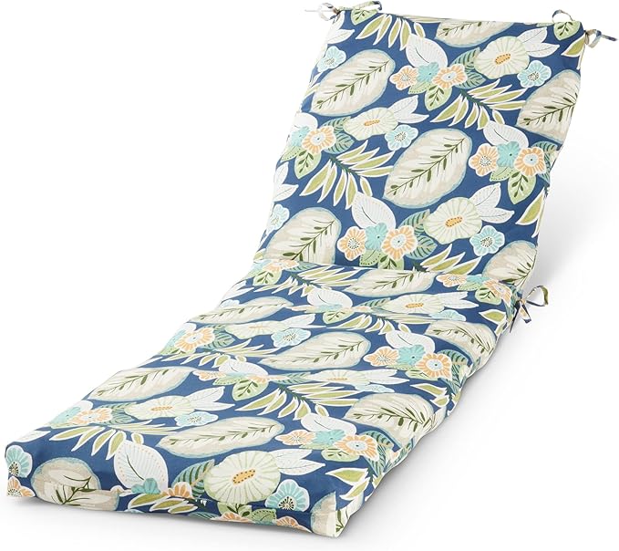 Outdoor Reversible Chaise Lounge Chair Cushion, Magnolia Floral