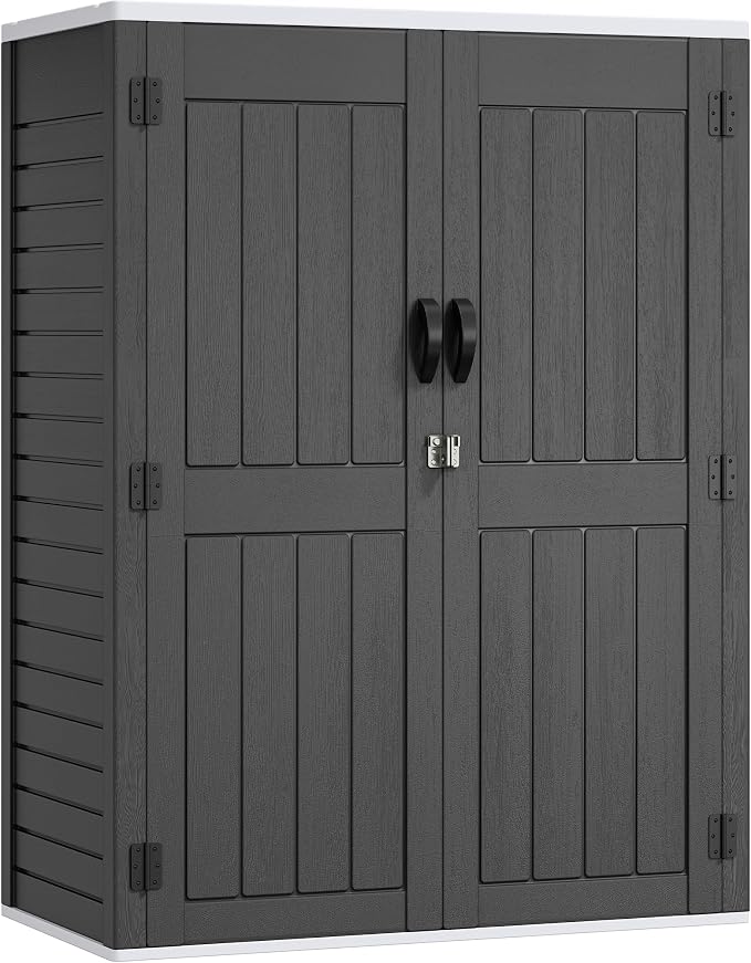 YITAHOME 59 cuft Outdoor Vertical Storage Shed, Tall Storage Shed Outdoor w/o Shelf, Outdoor Waterproof Storage Cabinet for Garage, Pool Storage, Garden Shed Outdoor Storage, Dark Gray