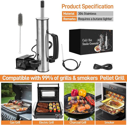 2026 Portable Electric Smoke Generator, Adjustable Smoke Control & Fits 99% Pellet Smokers & Grills, Cold/Hot Smoking Modes for Meats, Salmon & Cheeses – Great Gift Idea for Smoke Lovers