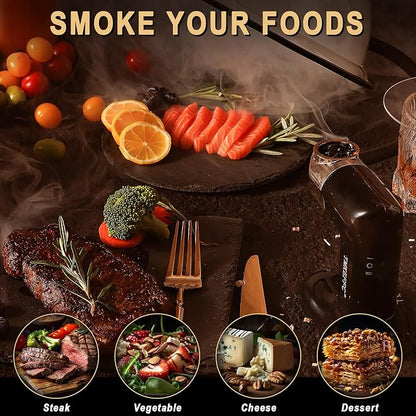 Smoking Gun Portable Smoker Infuser DIY Tools Set,Handheld Indoor and Outdoor Cocktail Smoke Generator Tool for Food,Meat,Drinks,Cheese,Cup Cover and Wood Chips Included