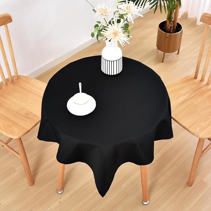 Wolkemer Small Square Tablecloth 36 x 36 Inch Washable Fabric Table Cloth Solid Black Table Cover for Nightstand End Bedside Tables Tabletop Decoration