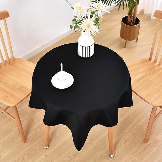 Wolkemer Small Square Tablecloth 36 x 36 Inch Washable Fabric Table Cloth Solid Black Table Cover for Nightstand End Bedside Tables Tabletop Decoration