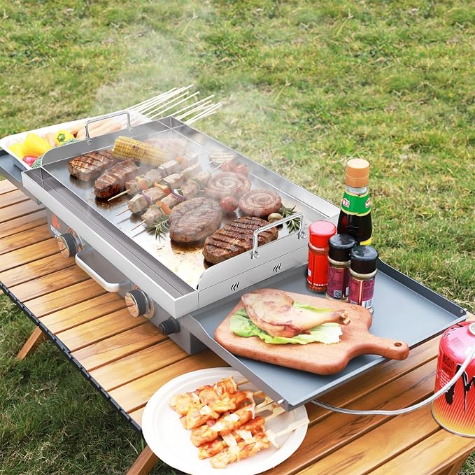 COZEER Stainless Steel Griddle 17＂×13＂, Nonstick Griddle for Gas Grill | Universal, Muti-Purpose, Pre-Seasoned, Upgrated, for Camping, Tailgating, Paties
