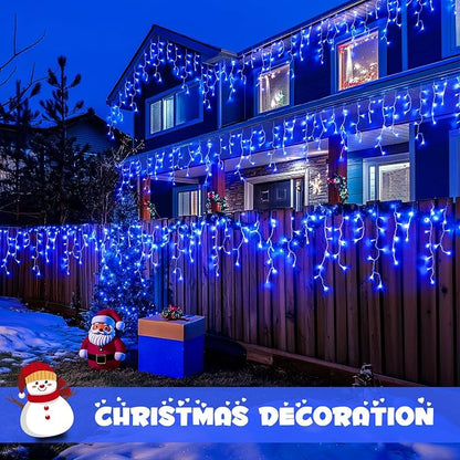 JMEXSUSS Blue Christmas Icicle Lights for Outside, 400 LED 38.8 FT | Connectable Icicle Lights Indoor Outdoor with 80 Drops, Christmas Lights with Remote Plug in for Fireplace Christmas Decor
