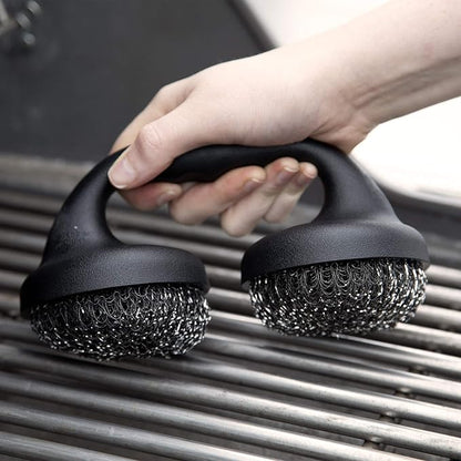 Yukon Glory™ Premium BBQ Grill Brush Easy Grip Double Pad Stainless Steel Cleaner for Gas and Charcoal Grill- Safe for Ceramic, Steel, Cast Iron Grill Grate- Grilling Gifts