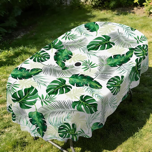 Outdoor Tablecloth with Umbrella Hole Elegant Zipper Patio Table Cloth for Outdoor Patio Garden Yard Decor