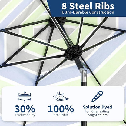 Garvee 9FT Patio Umbrella - Outdoor Table Umbrella with Smooth Crank Lift, Push Button Tilt and 8 Sturdy Ribs - Market Umbrella UV Protection Waterproof for Pool, Deck, Yard, Garden