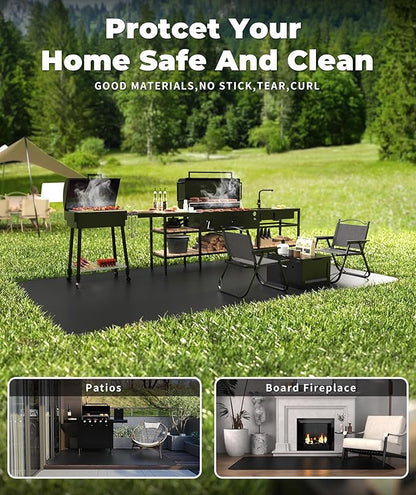 Large 76 * 52" BBQ mat for Under Grill,Double-Sided Silicone Grill mat for Outdoor Grill Deck Protector, Indoor Fireplace Mat/Fire Pit Mat (76 * 52")