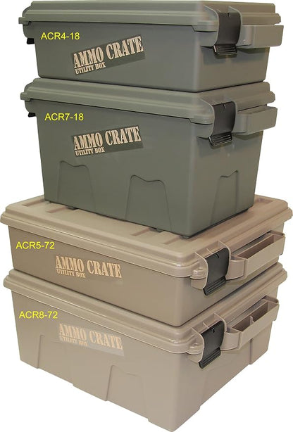 MTM ACR4-18 Ammo Crate Utility Box-Carry up to 65lbs of gear-Stackable design,double padlock for security - Water-resistant O-ring seal - Army Green,(Pack of 4)