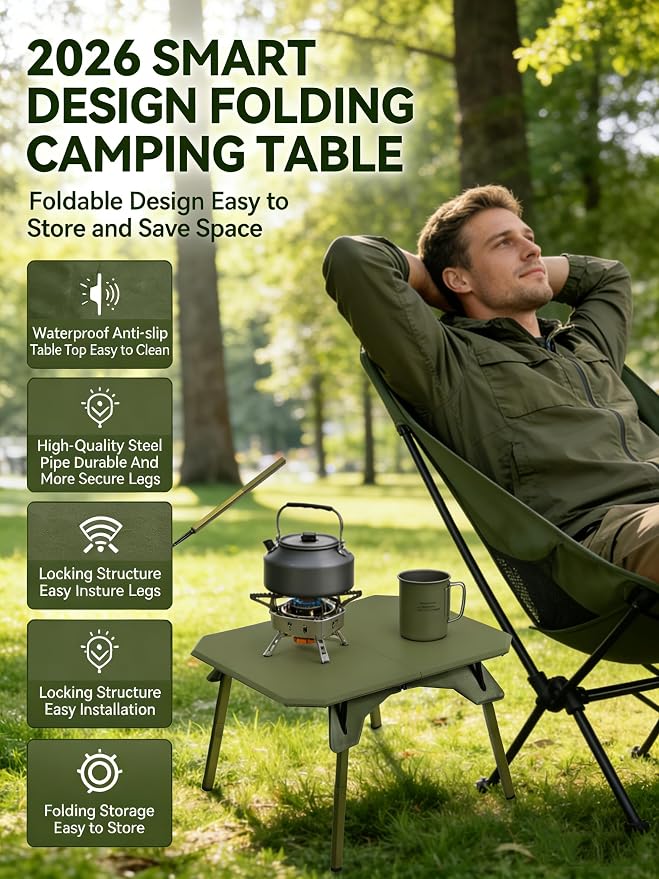 2-in-1 Tactical Camping Table with Adjustable Height | Collapsible Table Lightweight with Carry Bag for Camping, Travel expeditions, Hiking, Picnics, BBQs & Beach Trips