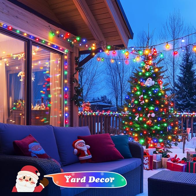 JMEXSUSS 500 LED Outdoor Christmas Lights, 173ft Multicolor String Lights | 8 Modes, Remote Control, Plug in, Waterproof, Green Wire LED Christmas Tree Lights for Indoor Party House Tree Xmas Decor