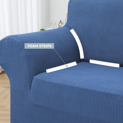 LURKA Stretch Oversized Sofa Slipcovers 1 Piece Couch Covers for 3 Cushion Couch Sofa Furniture Protector Full Sofa Covers with Elastic Bottom for Kids and Pet (X-Large, Blue)