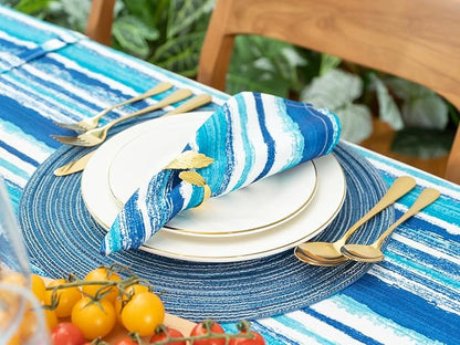 YiHomer Indoor Outdoor Tabletop for Spring Summer Decorations, Picnics and Dinner Parties - Stain and Water Resistant, Napkin Set, 20 x 20, Crayon Art (Ocean)