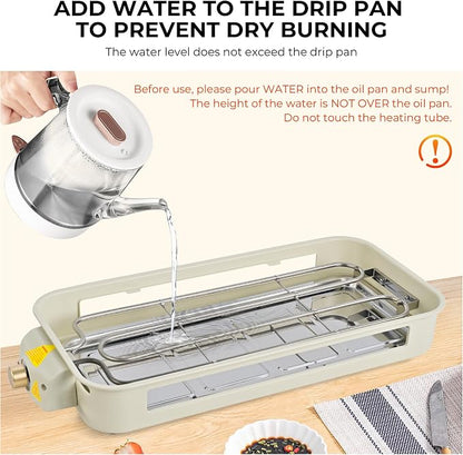 Pukomc Electric Indoor Grill,2 in 1 Indoor Grills for Kitchen | Grill Net & Non-Stick Cooking Removable Plate, Temperature Control, Dishwasher Safe, 1800W Large Smokeless