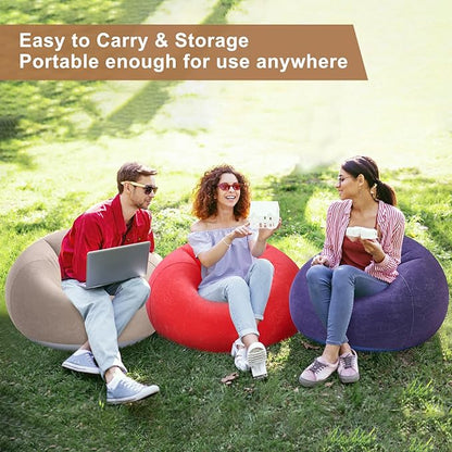 Realspring 6 9 12 Pcs Inflatable Bean Bag Chairs for Adults with Electric Air Pump, Blow up Couch Folding Portable Inflatable Couch Lazy Sofa for Outdoor Movie Night Camping(Coffee,Blue,Red,6 Pcs)