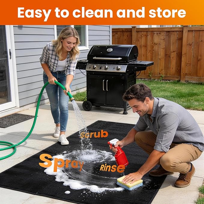 Large 90 x 52 inches Under Grill Mats for Outdoor Grill | Double-Sided Fireproof | Waterproof | Oil-Proof | Easy to Clean | Indoor Fireplace/Fire Pit Mat | Premium BBQ Mat for Deck Patio Lawn