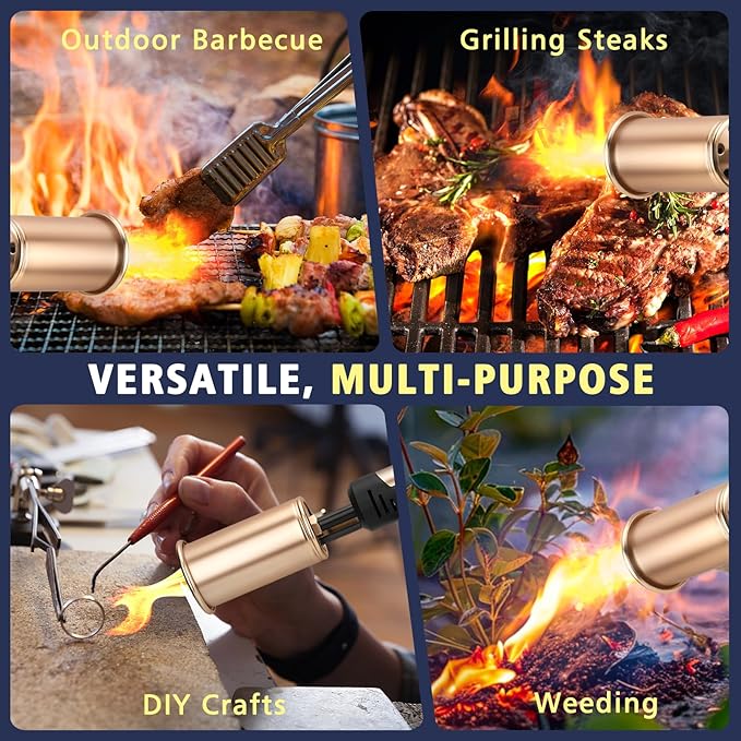ARTFLAMM Propane Torch with Turbo Mode, Flamethrower Gun with Safety Lock, Blow Torch Gun for Cooking, Kitchen Food Torch Head for Grill, Searing Steak, BBQ, Charcoal Lighter(Tank Not Included)