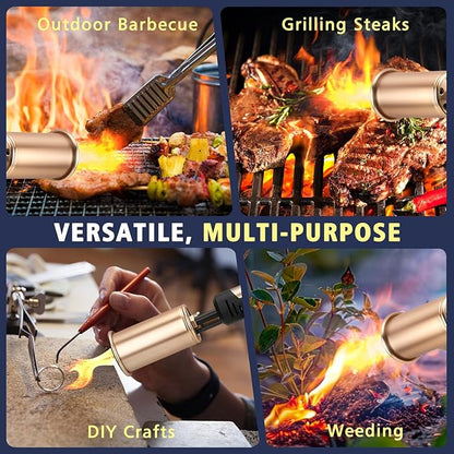 ARTFLAMM Propane Torch with Turbo Mode, Flamethrower Gun with Safety Lock, Blow Torch Gun for Cooking, Kitchen Food Torch Head for Grill, Searing Steak, BBQ, Charcoal Lighter(Tank Not Included)