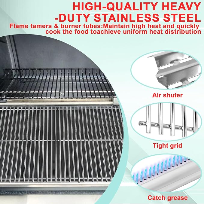 Grill Part for Broil King Sovereign 9868-54 9864-54 9868-84 9868-87 9868-57 | For broil king 9868-54 grill replacement parts & signet 320/Sovereign 70, 90, 20, 2 grates+3 plates+3 burners,stainless steel