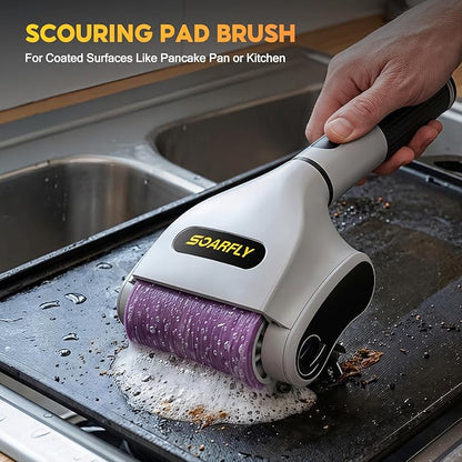 SOARFLY Electric BBQ Grill Brush, 800RPM Grill Cleaner for Outdoor Grill with 2-Speed & 20kg Torque–Last 3.5H, Dual LED Light for Night, No Bristle Drop Safe for Cast Iron Stainless, Gifts for Men Dad