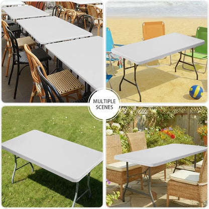 Smiry Spandex Fitted Tablecloth for 6 Foot Rectangle Tables, Washable Picnic Table Cover with Elastic, Stretch Reusable Table Cloth for Outdoor, Camping, Dining & Kitchen (Woven, 30"x72")