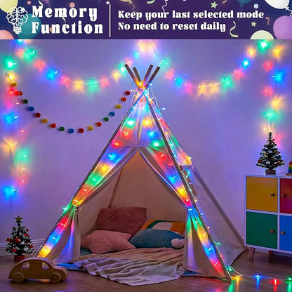 165FT 500 LED Outdoor String Lights, Plug in Christmas Lights Indoor Waterproof, 8 Modes Connectable Fairy Twinkle Lights Clear Wire for Outside Bedroom Patio Garden Party Decorations, Multicolor