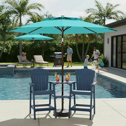 Outdoor Patio Umbrella, 2 Tiers Market Table Umbrella with 8 Sturdy Ribs, Push Button Tilt and Crank, UPF50+ UV Protection for Deck, Pool, Garden and Backyard