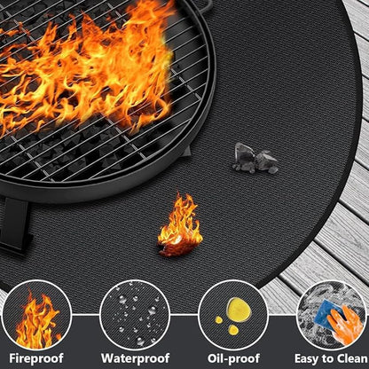 20 Inches Ash Barrier for Hot Fire Pit & BBQ Grill, Waterproof Heat Shield for Wood Decks & Grass, Portable Outdoor Camping Stove Pad, Easy to Clean Portable Stove BBQ Picnic Blanket