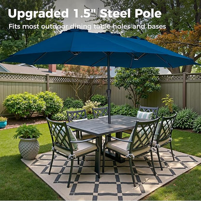 SUPERJARE 13FT Outdoor Umbrella for Patio, Double sided Pool Umbrellas with Fade Resistant Canopy, Large Table Umbrella for Deck, Market, Backyard - Navy Blue(No Base)