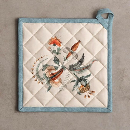 Maison d' Hermine Pot Holders 100% Cotton Potholders (8" x 8", Pack of 1) | Heat Resistant Hot Pads with Loop BBQ Cooking Baking Hotel Kitchen Handling Hot Pans Thanksgiving Christmas - Dalida