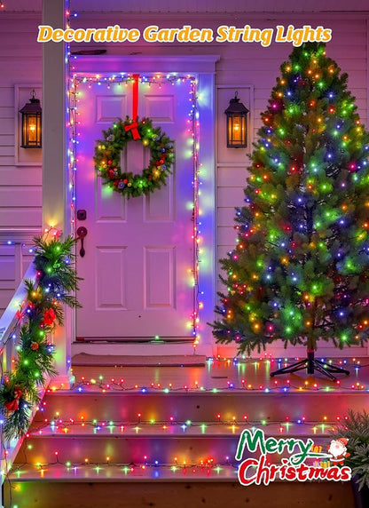 Brightown Solar Christmas Lights, 4 Pack Total 184FT 480 LED, Multicolor | Solar String Lights Outdoor Waterproof Green Wire with 8 Modes, Solar Fairy Light for Garden Yard Patio Party Decors