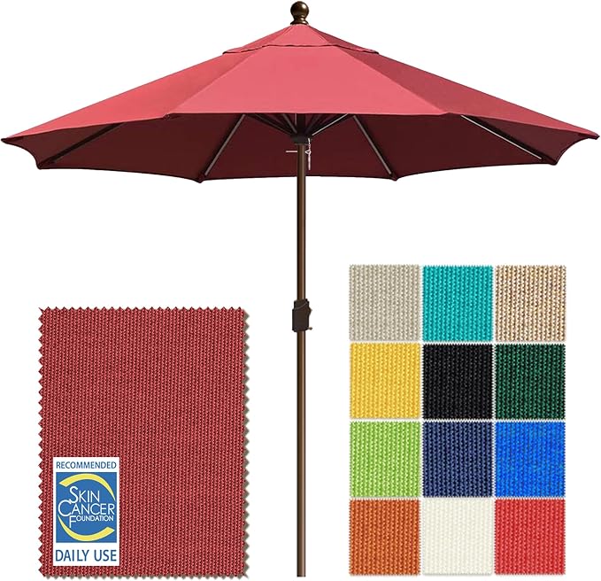 EliteShade USA 10-Year-Non-Fading 10Ft Market Patio Umbrella, UPF 50+ UV Protection Performance Sun Umbrella, Heavy Duty Commercial Grade Outdoor Table Umbrella with Crank, Windproof Vented Top for Garden, Pool, Deck and Outdoor Playsets, No Tilt, Burg...