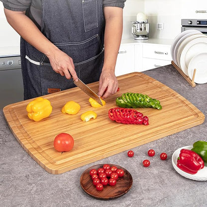 30 Inch Extra Large Bamboo Cutting Board for Kitchen, Wooden Stove Top Cover Noodle Board, Meat Cutting Board for BBQ with Juice Groove, Over the Sink Cutting Board