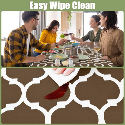 Smiry Picnic Fitted Table Cover, 6 Foot Flannel Backed Vinyl Tablecloth | Waterproof Elastic Stretch Table Cloth, Wipeable Plastic Tablecloth for Camping, Indoor & Outdoor (Brown, 30" x 72")