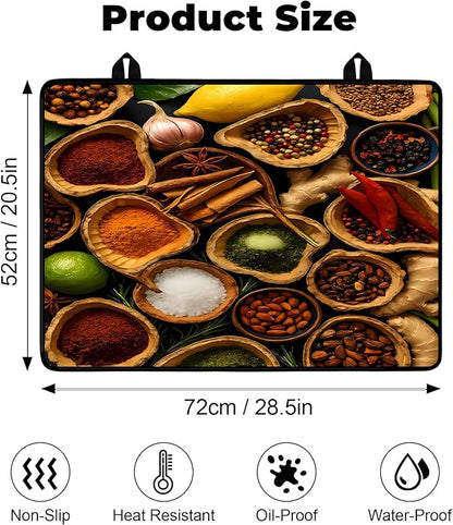 Heat-Resistant Glass Stove Top Cover with Anti-Slip Rubber Coating – Electric Stove Protector, Scratch-Resistant, Expands Counter Space, Stylish Kitchen Decor (Spices)