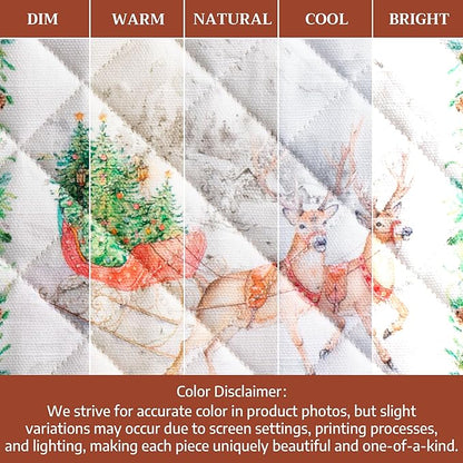 Maison d' Hermine Pot Holders Set 100% Cotton Heat Resistant Potholders 8" x 8" Hot Pads with Loop for Thanksgiving Christmas Decorations Baking Handling Hot Pans (Pack of 2, Christmas Tradition)
