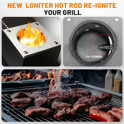 Upgraded 2.0 RPM Auger Motor Replacement Parts for Wood Pellet Grills Smokers Compatible with Pit Boss, Traeger, Camp Chef, Barbecue Accessories,120V 60Hz (2 Pack Hot Rod Ignitor)