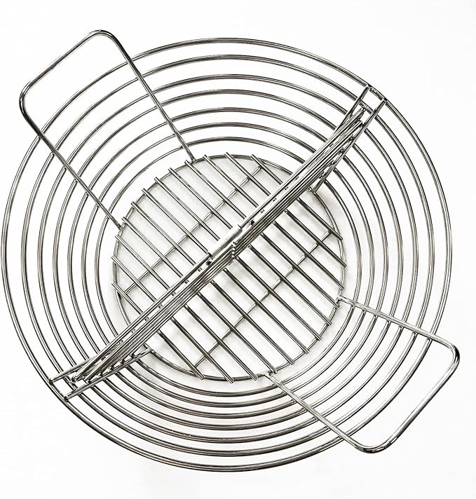 Lump Charcoal Fire Basket with Divider Stainless Steel Grill Ash Baskets Fits 18" Big Green Egg Accessories, Kamado Joe Classic Large Green Egg Basket Replacement